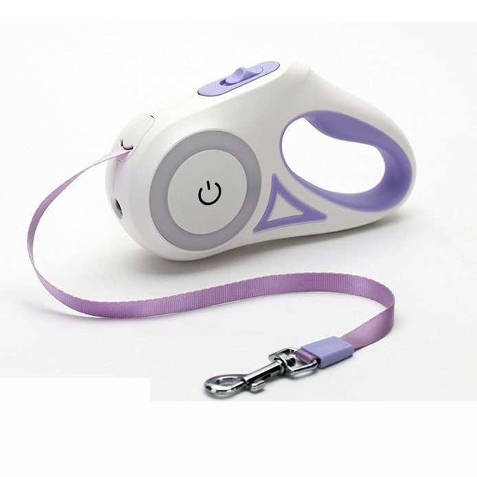 LED Retractable Dog Leash with Light - Safe Night Walking for Small to Medium Pets