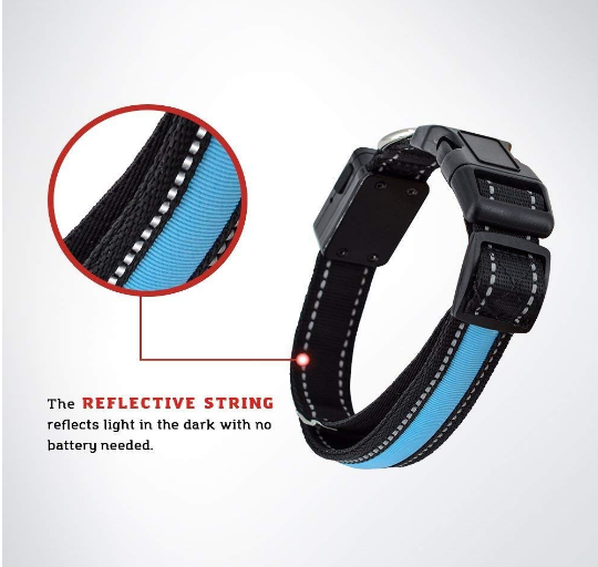 LED Solar Rechargeable Dog Collar - USB & Solar Charging for Night Safety