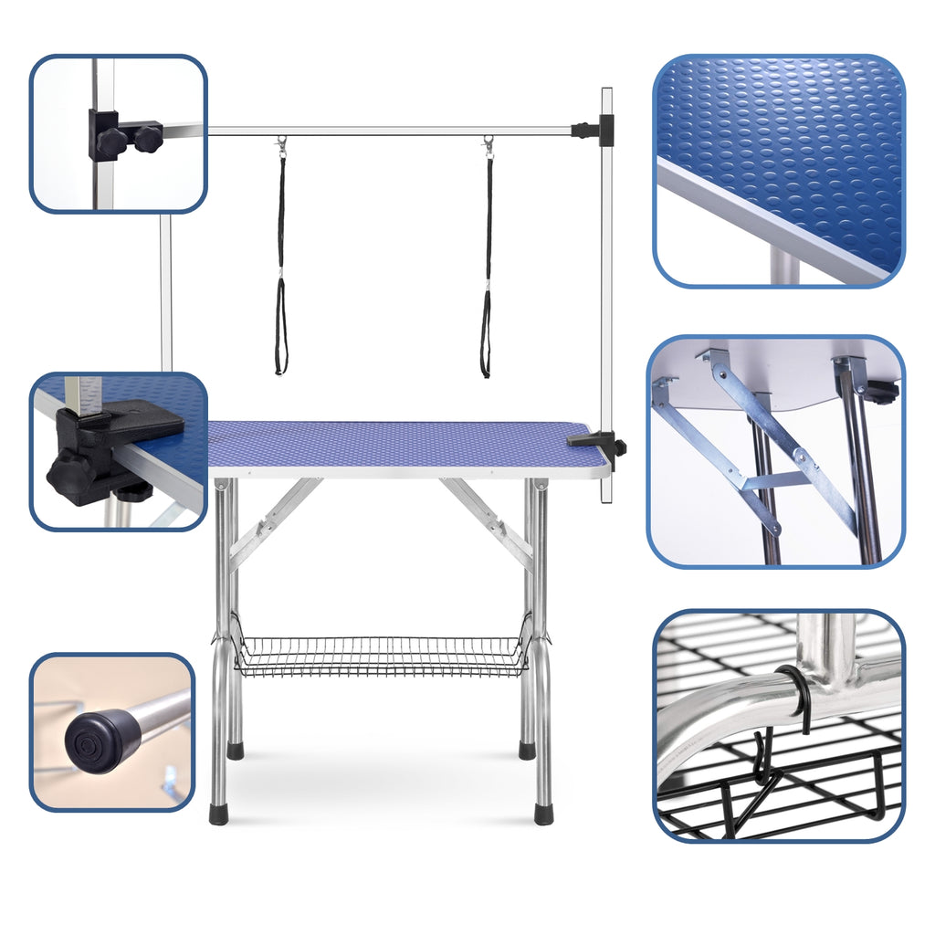 Professional Folding Dog Grooming Table - Heavy Duty Adjustable Pet Grooming Station