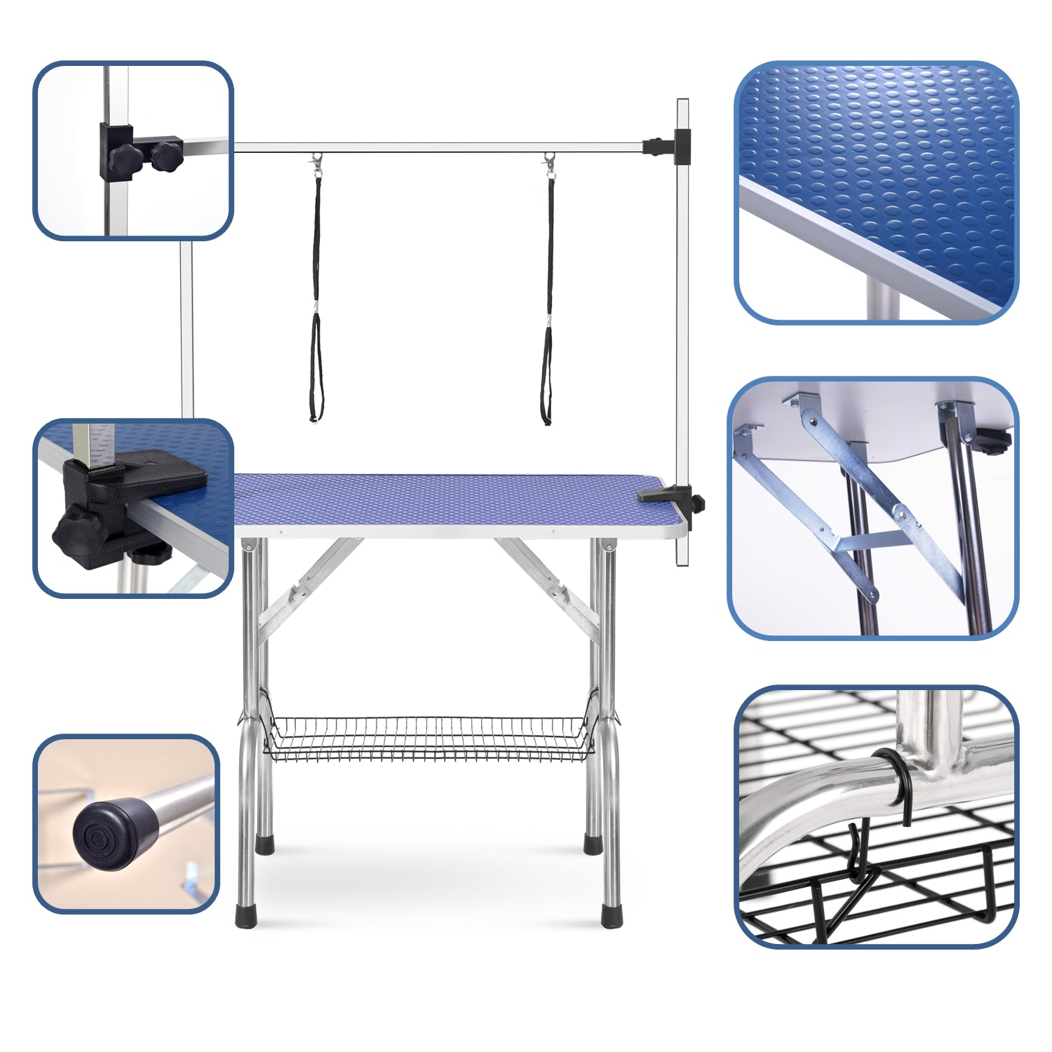 Professional Folding Dog Grooming Table - Heavy Duty Adjustable Pet Grooming Station