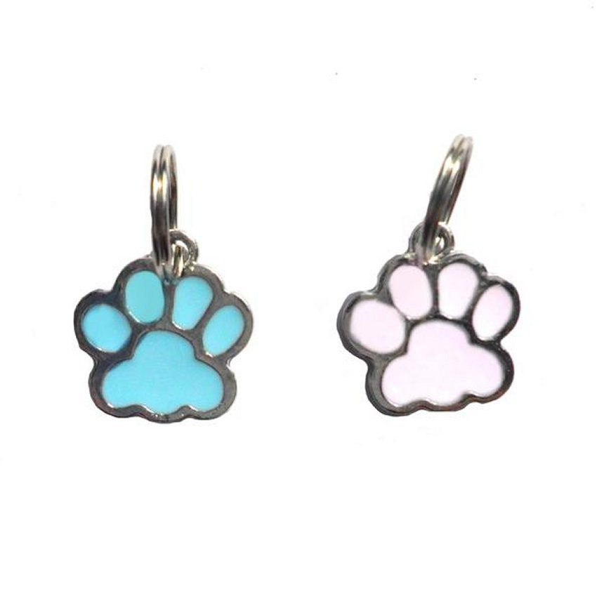 Enamel Paw Charm for Dog & Cat Collars - Blue & Pink Available