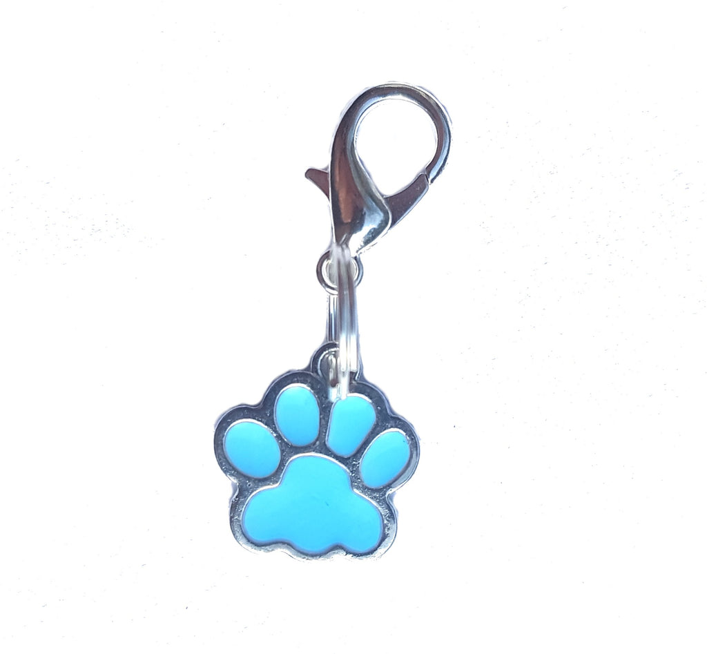 Enamel Paw Charm for Dog & Cat Collars - Blue & Pink Available