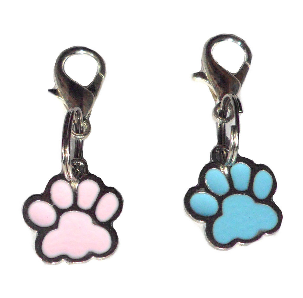 Enamel Paw Charm for Dog & Cat Collars - Blue & Pink Available