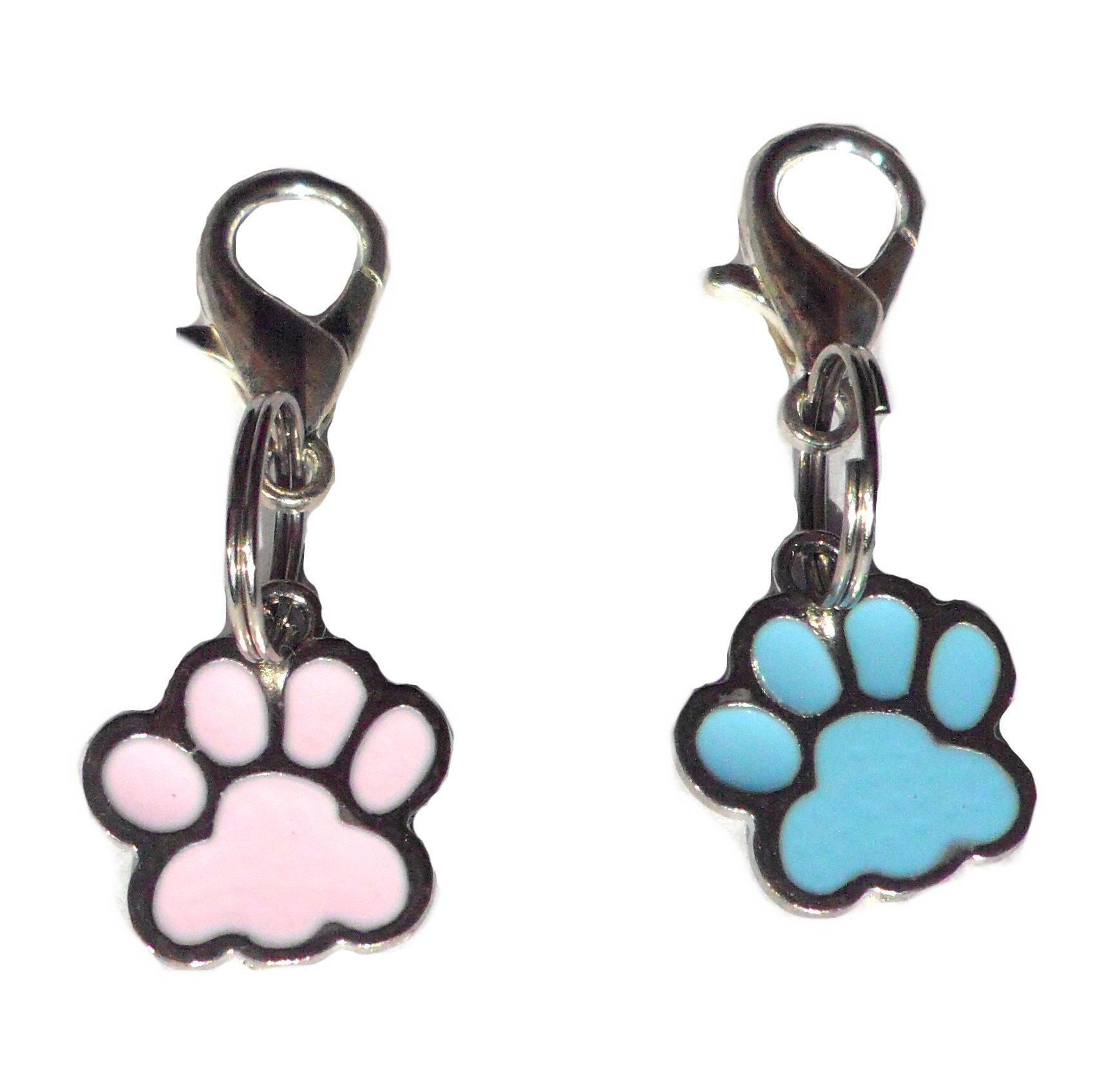 Enamel Paw Charm for Dog & Cat Collars - Blue & Pink Available