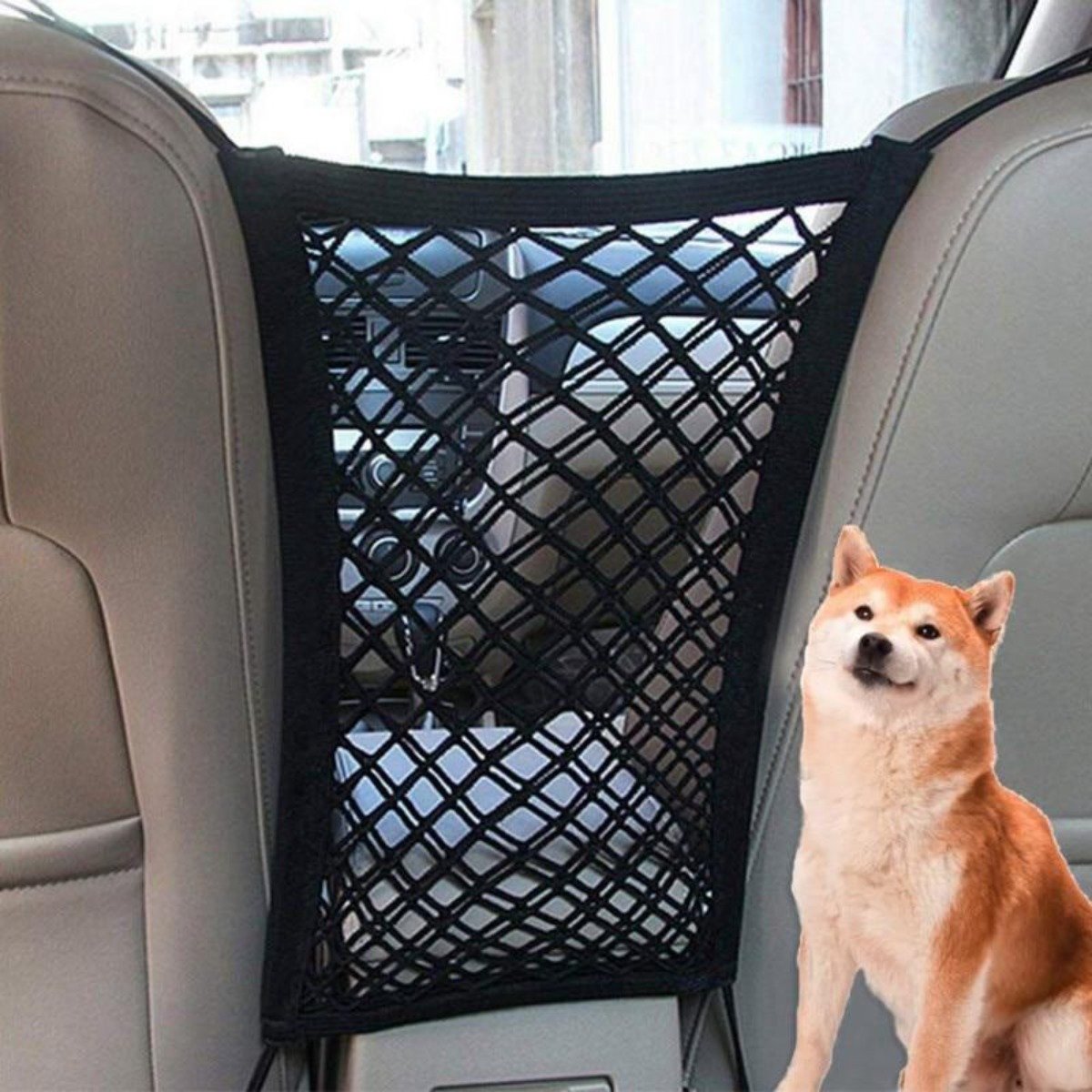Premium Pet Car Net Barrier - Dog Safety Mesh Divider for Vehicle Back Seat